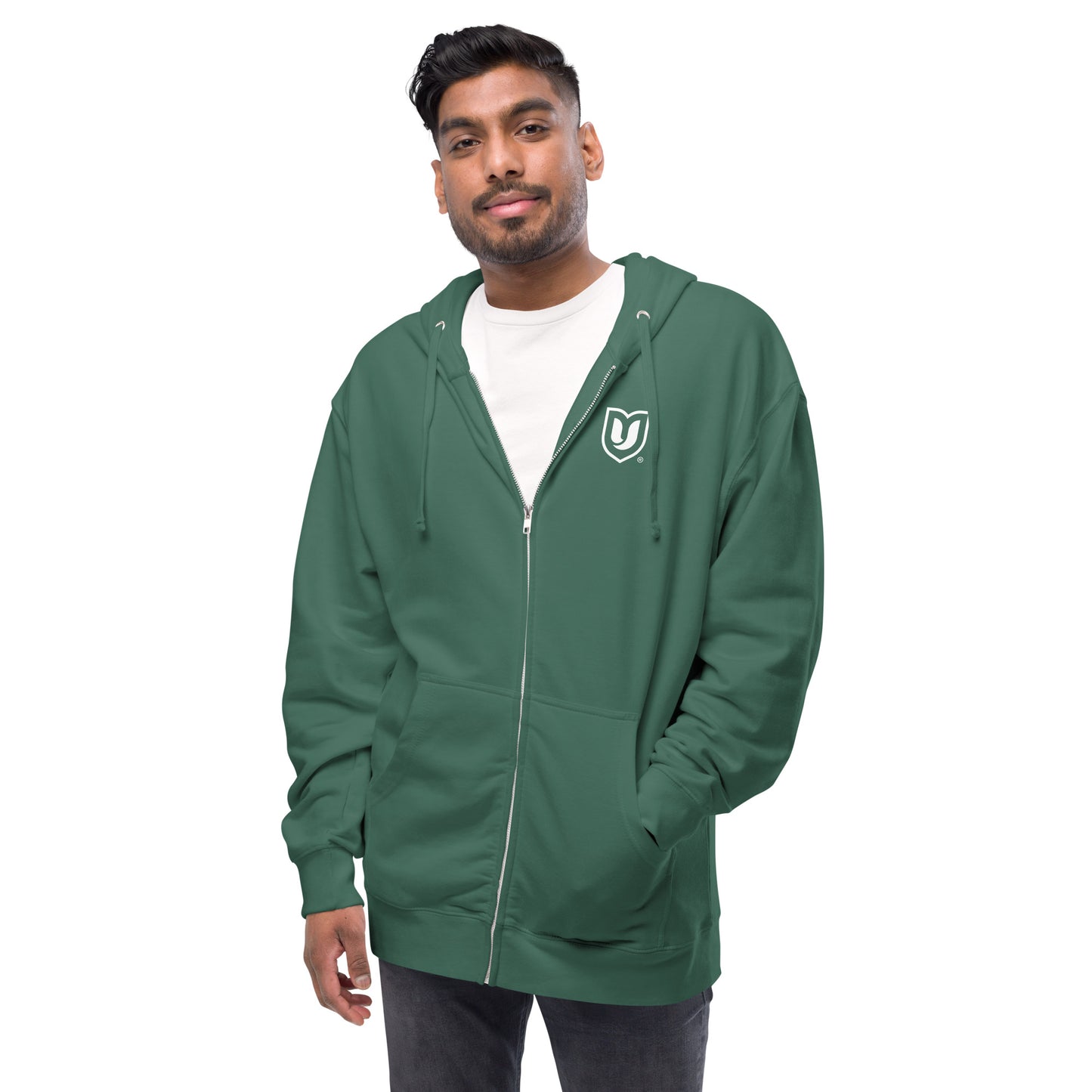 "U" Unisex fleece zip up hoodie