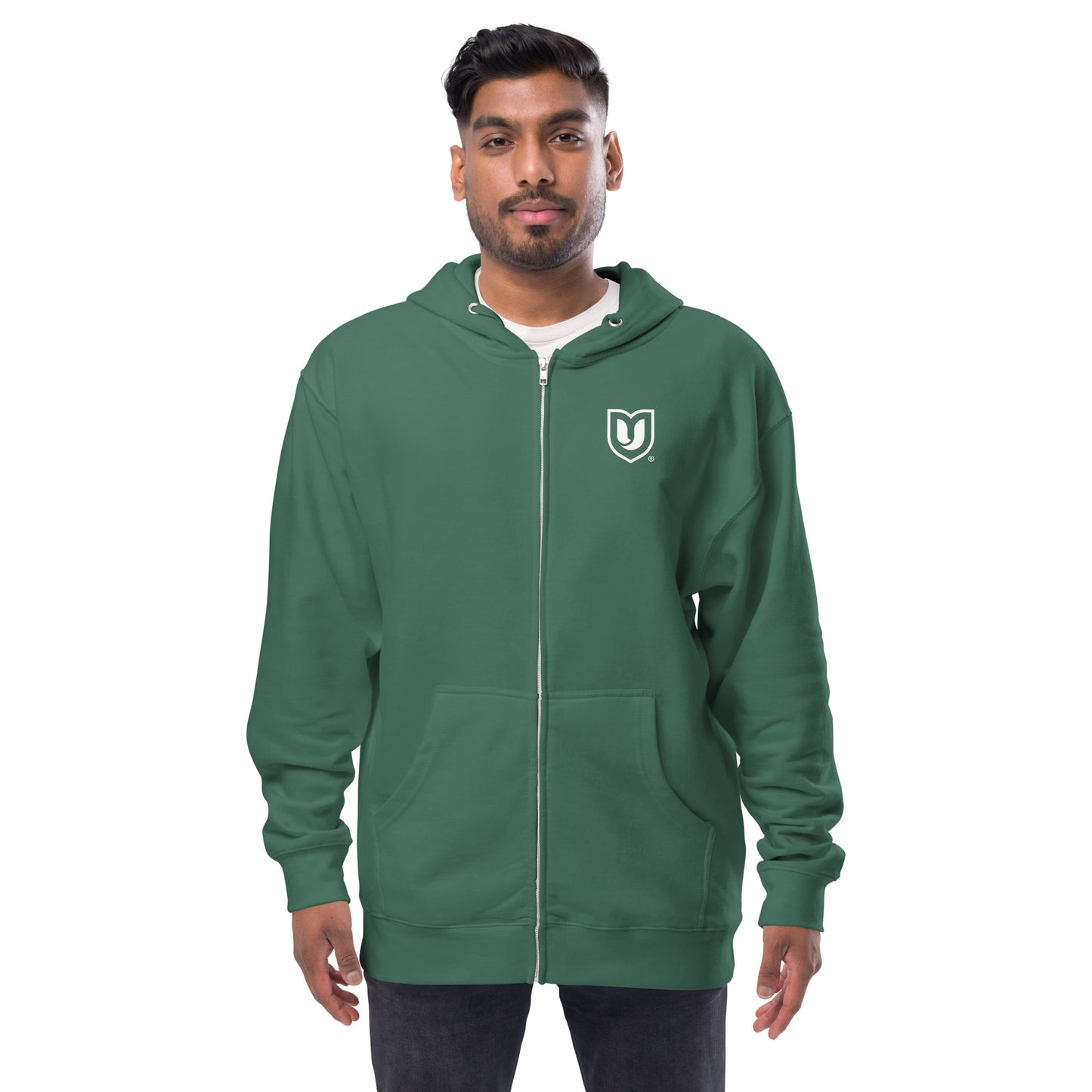 "U" Unisex fleece zip up hoodie