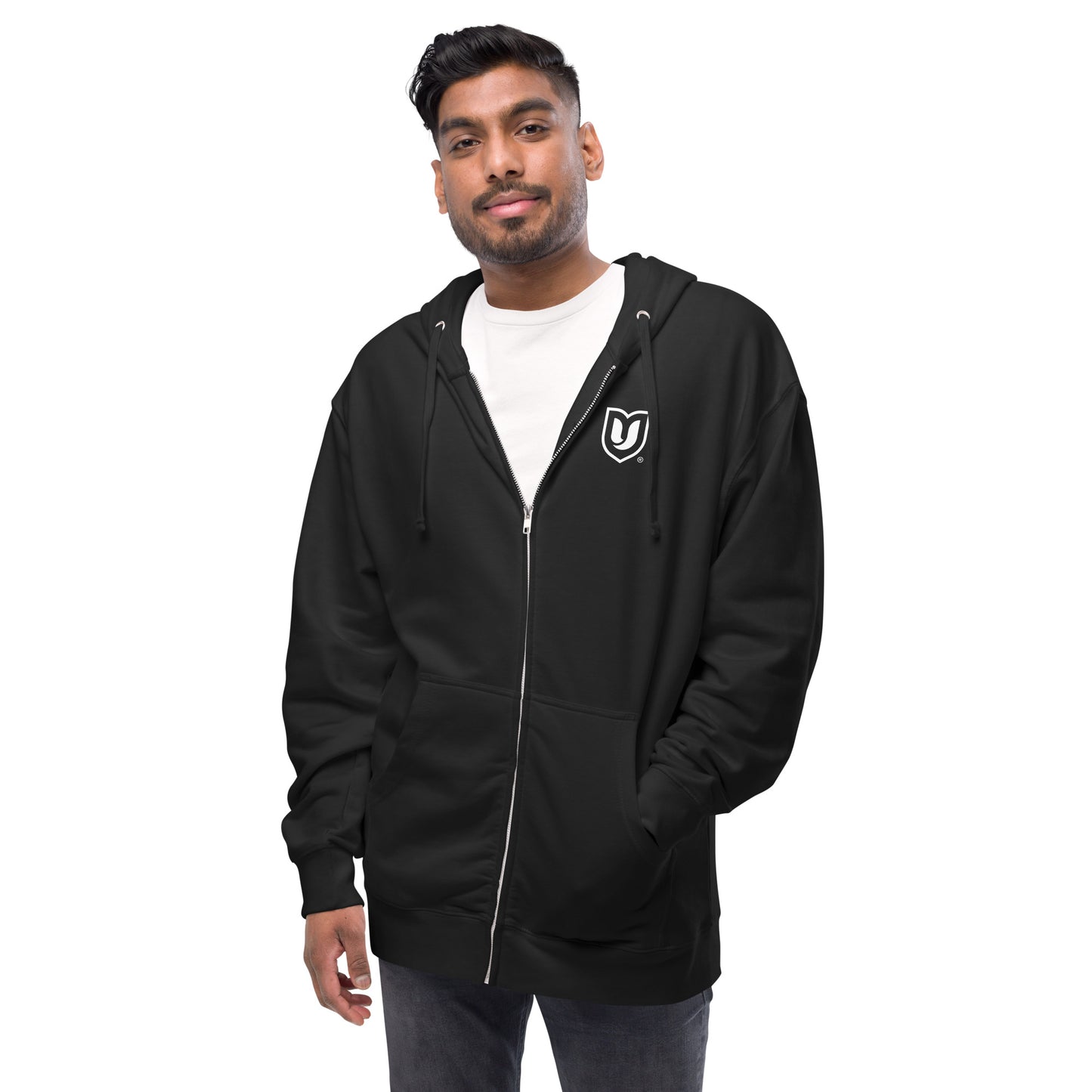 "U" Unisex fleece zip up hoodie