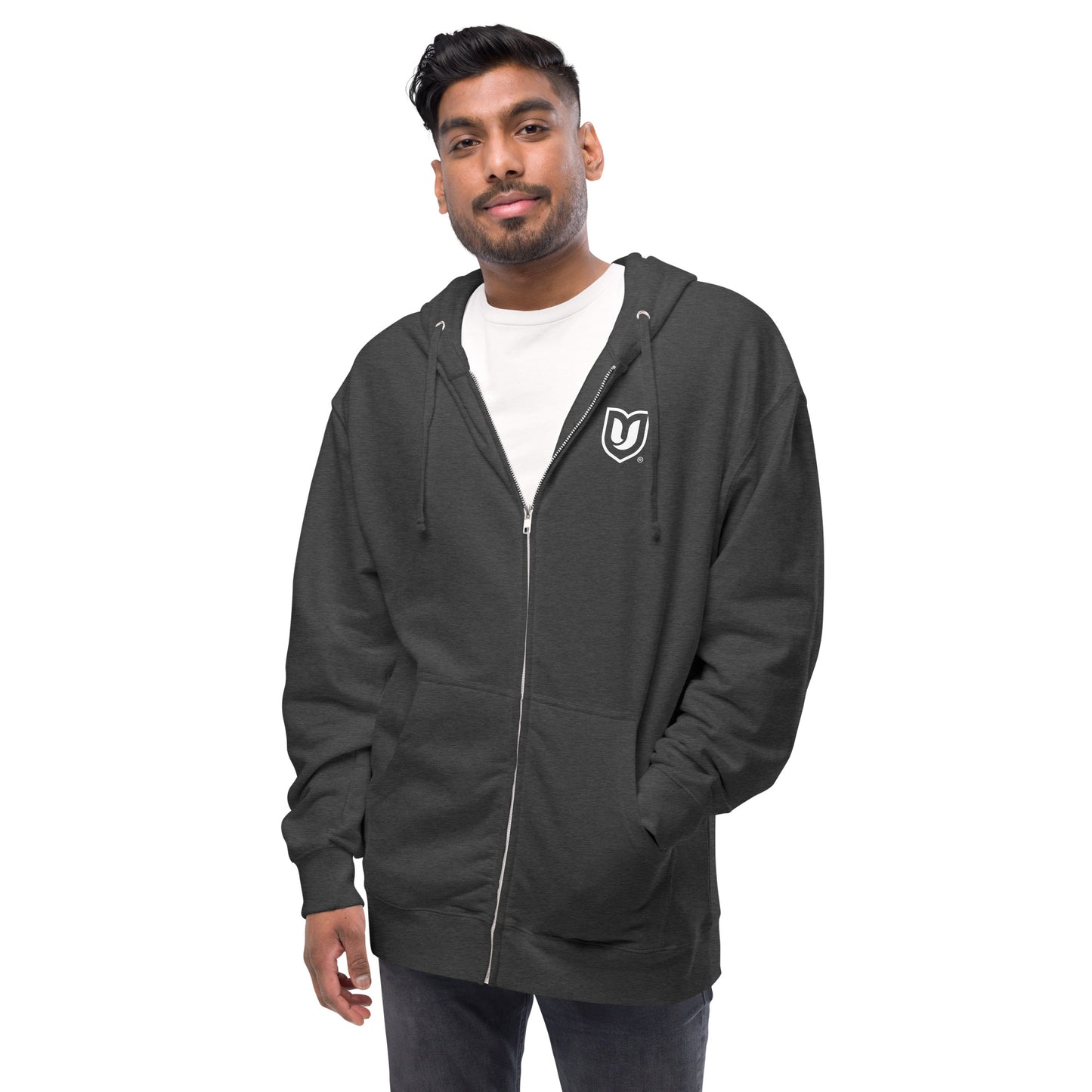 "U" Unisex fleece zip up hoodie