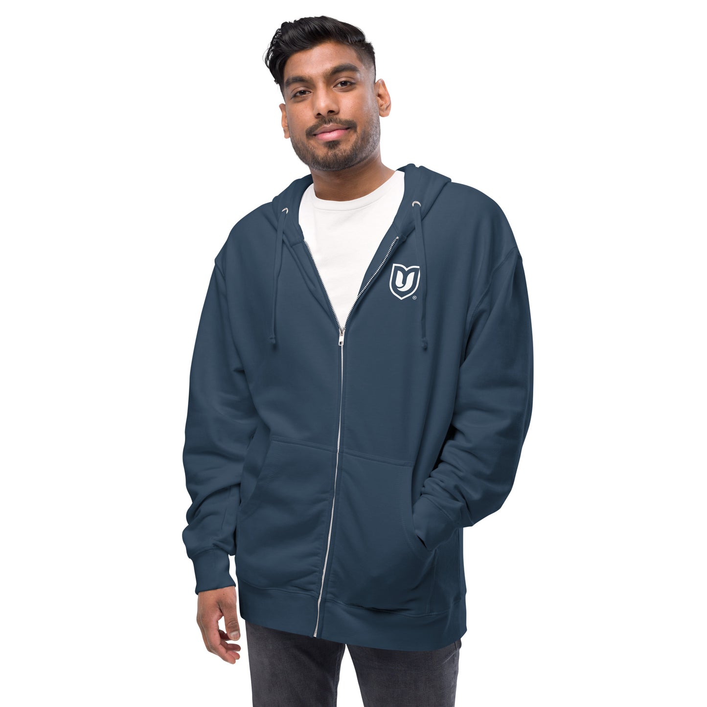 "U" Unisex fleece zip up hoodie